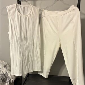 Women's White Sleeveless Cropped Backout Pantsuit